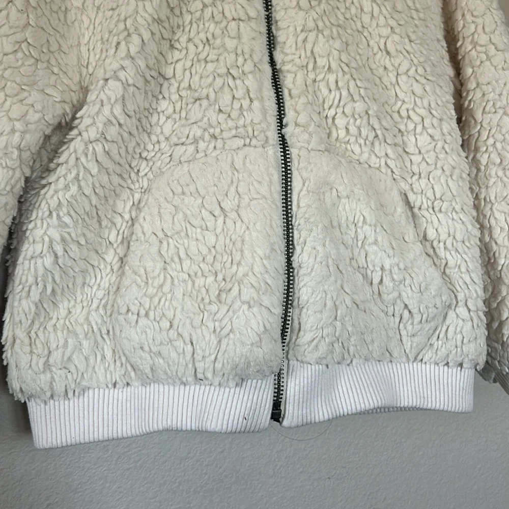 Gap Kids Girls Sherpa Bear Ear Hooded Cream Zip Up Jacket - Picture 3 of 6